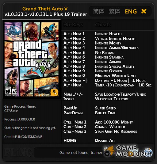 Grand Theft Auto V +19 Trainer by FLiNG